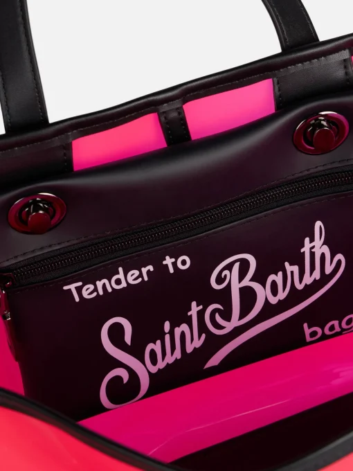 Borsa mare rosa in pvc trasparente con stampa Summer Vibes