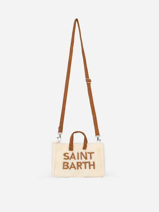 Borsa per telefono in tessuto teddy bianco con ricamo del logo Saint Barth
