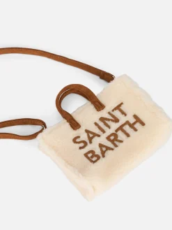 Borsa per telefono in tessuto teddy bianco con ricamo del logo Saint Barth