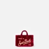 Borsa per telefono in velluto bordeaux con ricamo del logo Saint Barth