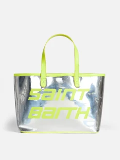 Borsa reflex argento con dettagli giallo fluo