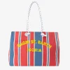 Borsa rigata in spugna con ricamo