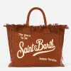 Borsa tote in lino Vanity marrone con logo Saint Barth