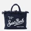 Borsa tote Vanity in tela di cotone blu navy