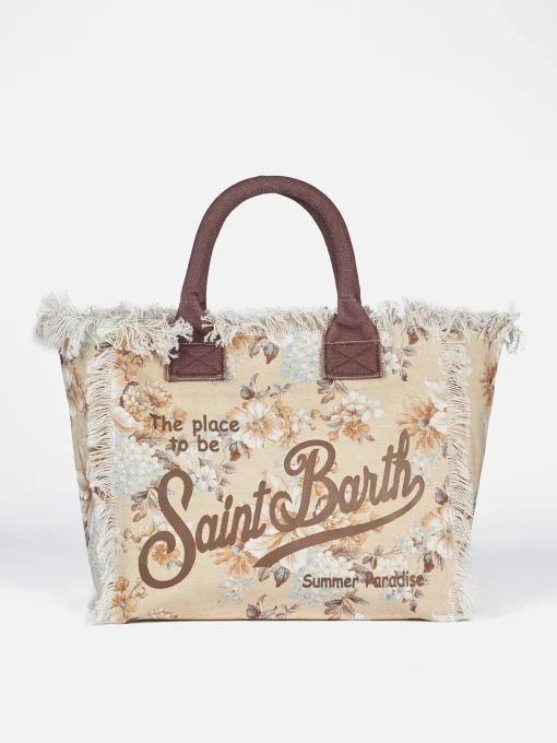 Borsa tote Vanity in tela di cotone a fiori