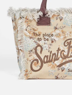Borsa tote Vanity in tela di cotone a fiori