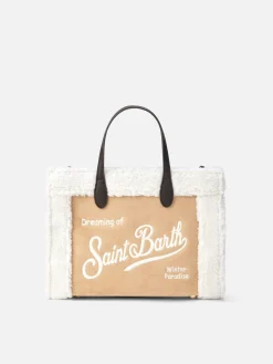 Borsa Vivian beige con dettagli in sherpa