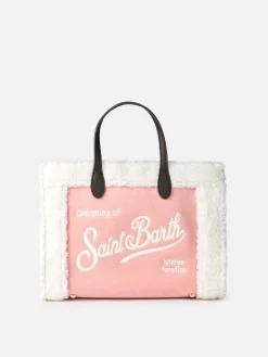 Borsa Vivian rosa con dettagli in sherpa