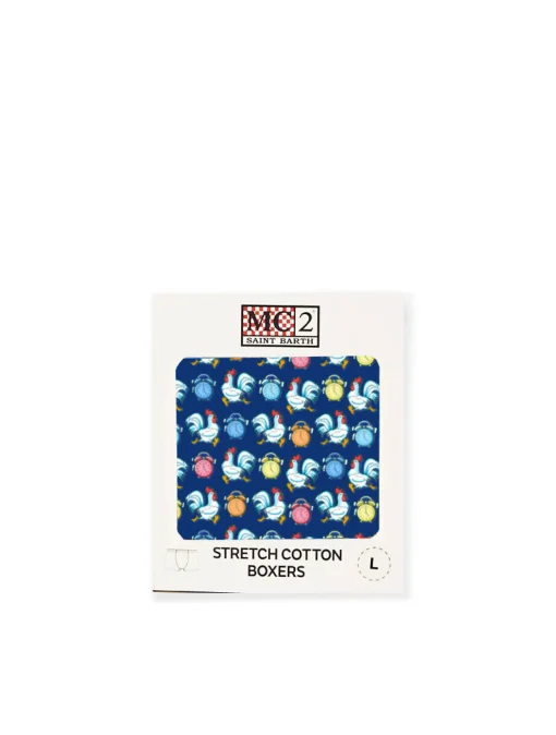 Boxer intimo stampa micro galli e sveglie