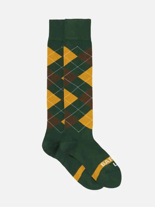 Calze lunghe da uomo con stampa rombi verde