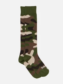 Calze lunghe da uomo con camouflage verde