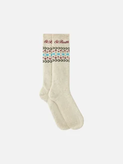 Calzini da donna a metà altezza con stampa fair isle