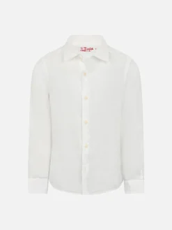 Camicia Agnes in lino bianco da bambino
