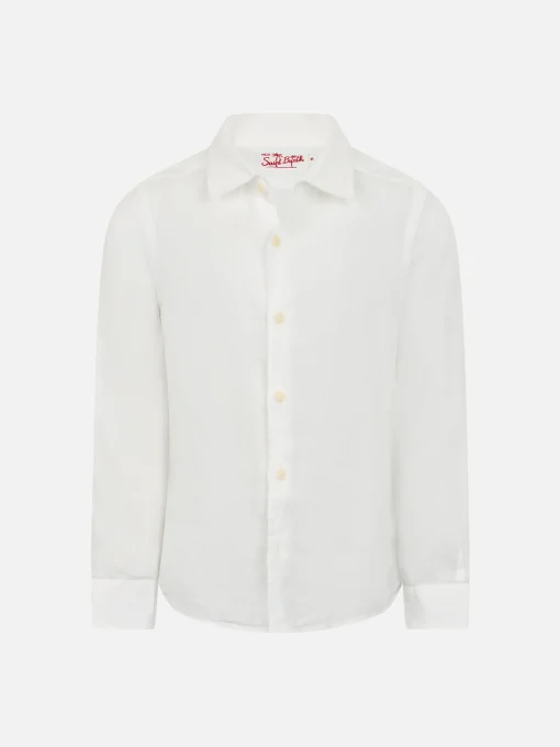 Camicia Agnes in lino bianco da bambino