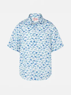 Camicia da bambino con stampa di squali azzurri