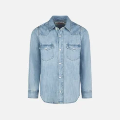 Camicia da bambino in denim di lino