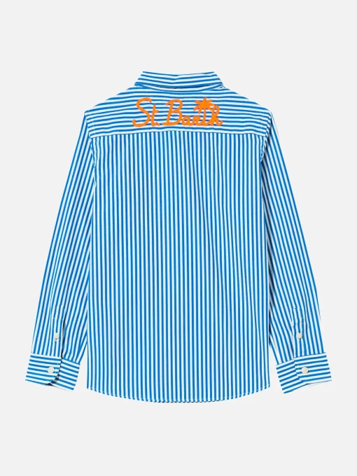 Camicia da bambino in lino di cotone a righe
