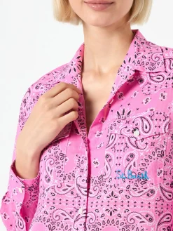 Camicia da donna con stampa bandana rosa