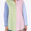 Camicia da donna in cotone Brigitte con stampa vichy multicolor e ricamo Saint Barth