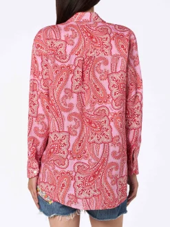 Camicia da donna in lino Alodie con stampa paisley e tasche
