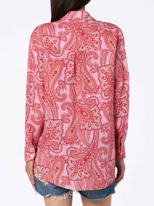 Camicia da donna in lino Alodie con stampa paisley e tasche