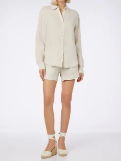 Camicia da donna in lino bianco sporco Meredith