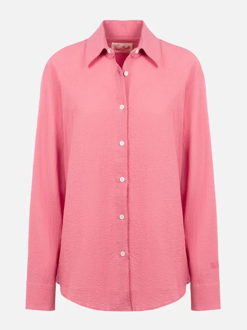 Camicia da donna in seersucker rosa Aisha
