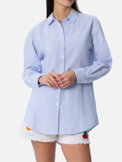 Camicia da donna over in cotone seersucker Brigitte