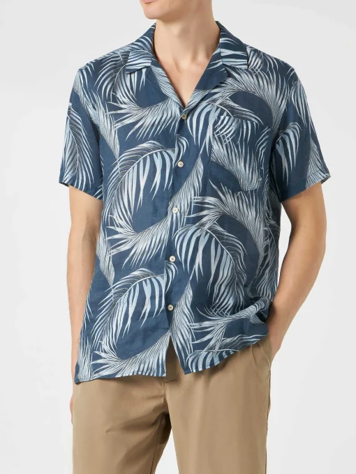 Camicia da uomo con stampa foglie