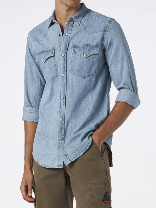 Camicia da uomo in cotone denim