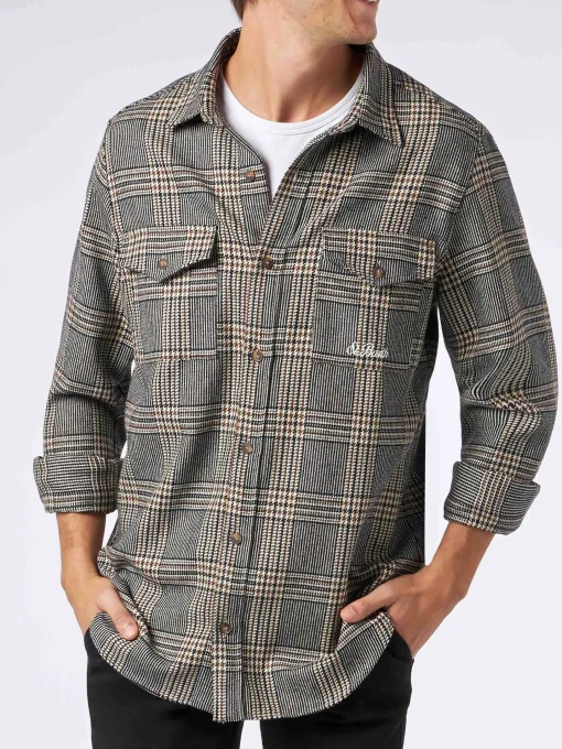 Camicia da uomo in lana con fantasia Principe di Galles