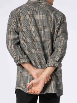 Camicia da uomo in lana con fantasia Principe di Galles