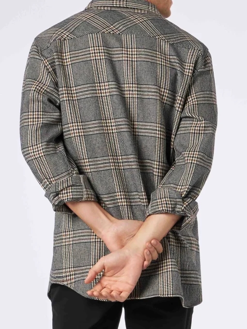 Camicia da uomo in lana con fantasia Principe di Galles