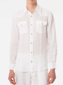 Camicia da uomo in lino bianco