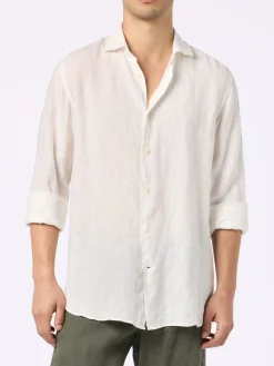 Camicia da uomo in lino bianco Pamplona