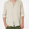 Camicia da uomo in lino bianco sporco Pamplona