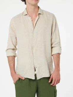 Camicia da uomo in lino bianco sporco Pamplona