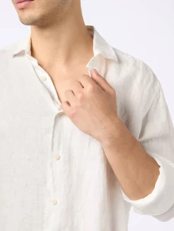 Camicia da uomo in lino bianco Pamplona