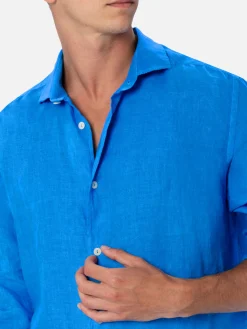 Camicia da uomo in lino bluette acquerello Pamplona
