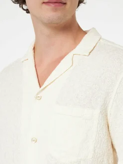 Camicia da uomo in lino Kalea con ricamo fiori
