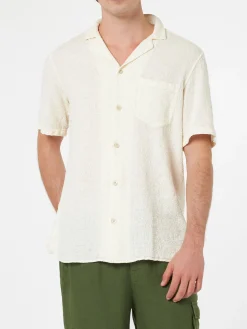 Camicia da uomo in lino Kalea con ricamo fiori