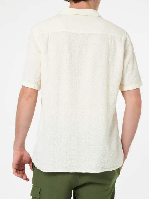 Camicia da uomo in lino Kalea con ricamo fiori