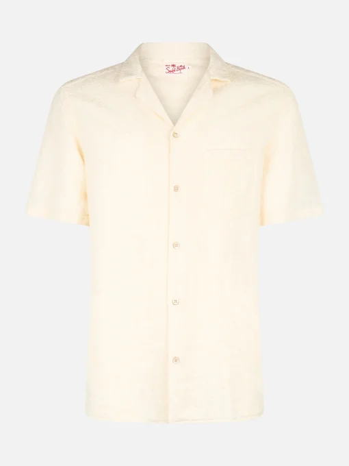 Camicia da uomo in lino Kalea con ricamo fiori