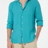 Camicia da uomo in lino verde acqua Pamplona