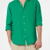 Camicia da uomo in lino verde Pamplona