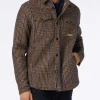 Camicia da uomo in Principe di Galles di lana con tasche e toppe