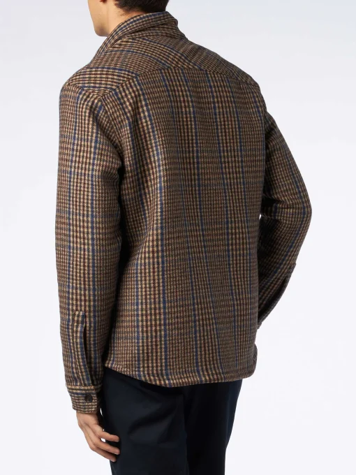 Camicia da uomo in Principe di Galles di lana con tasche e toppe