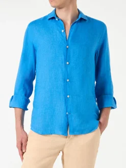 Camicia da uomo Pamplona in lino bluette