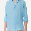 Camicia da uomo Pamplona in lino celeste
