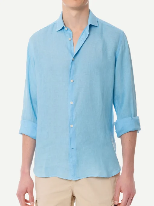 Camicia da uomo Pamplona in lino celeste
